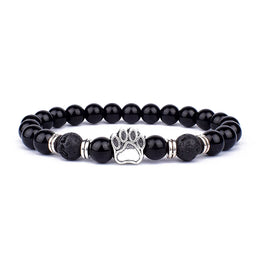 Obsidian Lion Charm Bracelet