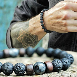 Volcanic Buddha Bead Bracelet