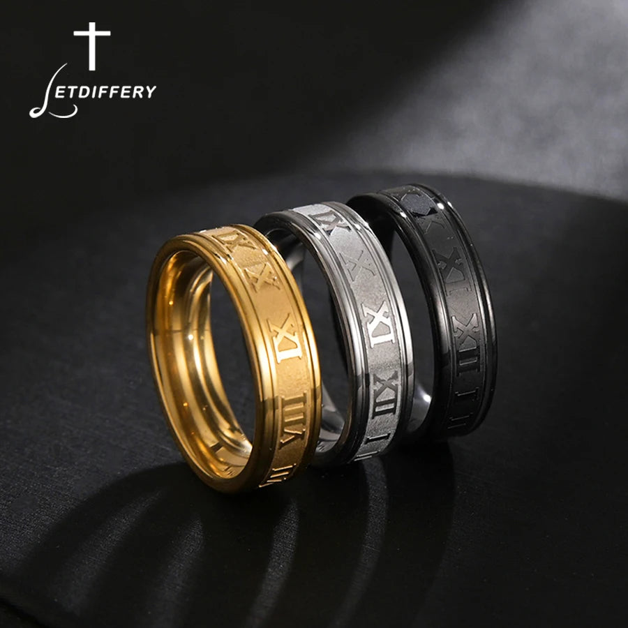 Roman Numeral Steel Ring