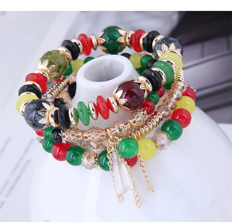 Green Crystal Tassel Bracelet