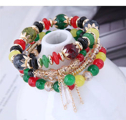 Green Crystal Tassel Bracelet