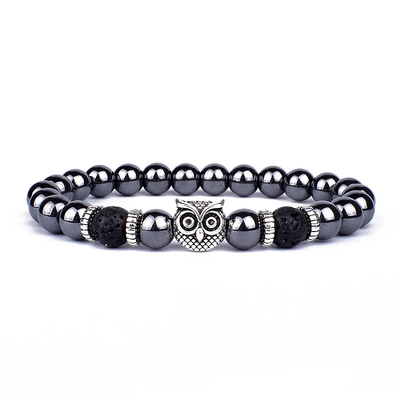 Obsidian Lion Charm Bracelet
