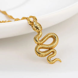 Gold Snake Pendant Necklace