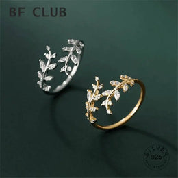 Silver Zircon Leaf Ring