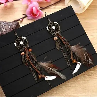Dreamcatcher Feather Tassel Earrings