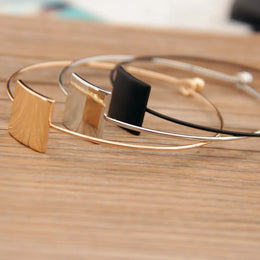 Geometric Black Metal Bangle
