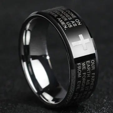 Christian Cross Engraved Ring