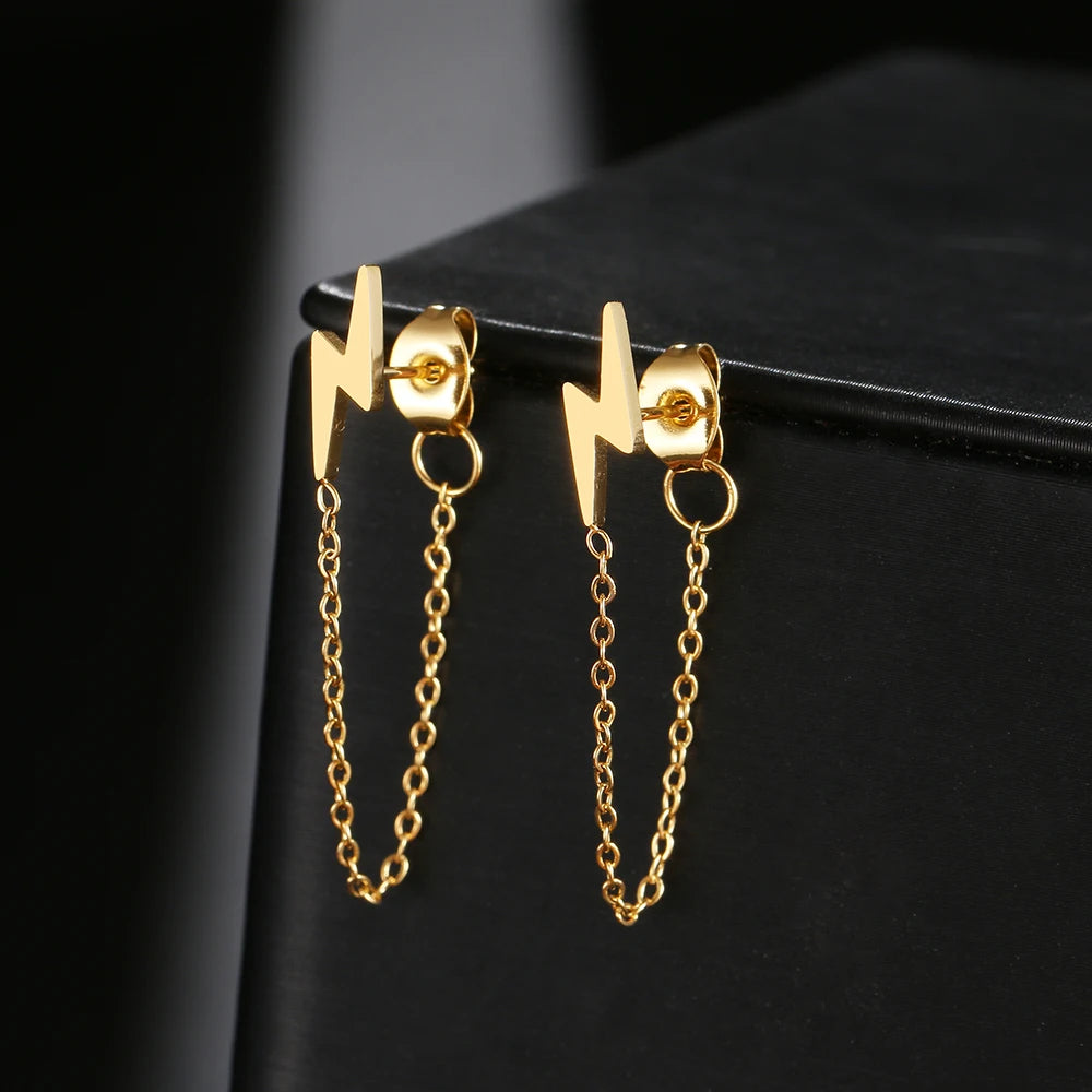 Stainless Lightning Chain Earrings