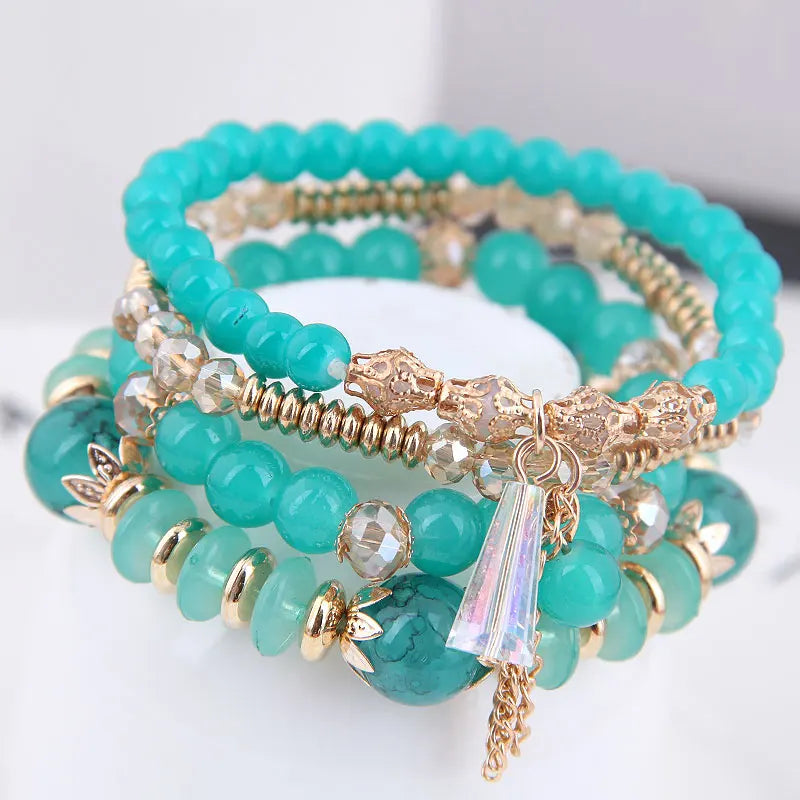 Green Crystal Tassel Bracelet