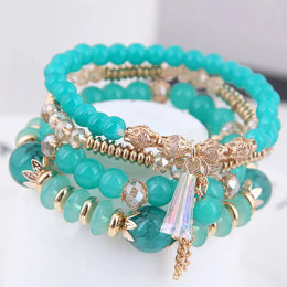 Green Crystal Tassel Bracelet