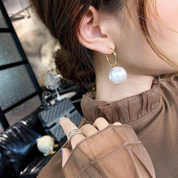 Geometric Pearl Drop Earrings