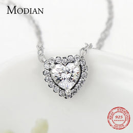 Clear Zircon Heart Necklace