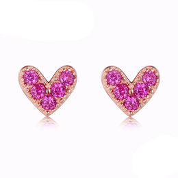Pink Zircon Heart Studs