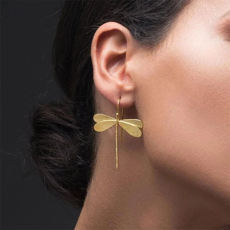 Dragonfly Long Drop Earrings