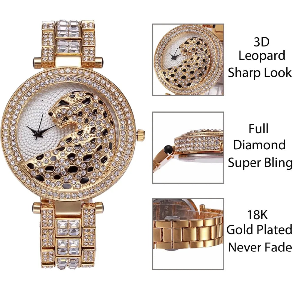 MISSFOX Crystal Leopard Watch