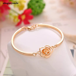Camellia Rhinestone Chain Bracelet