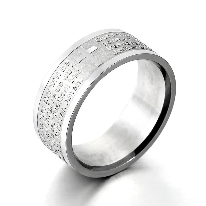 Christian Cross Engraved Ring