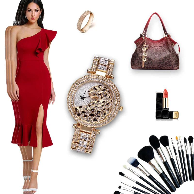 MISSFOX Crystal Leopard Watch