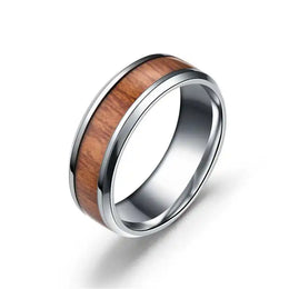 Koa Wood Steel Ring