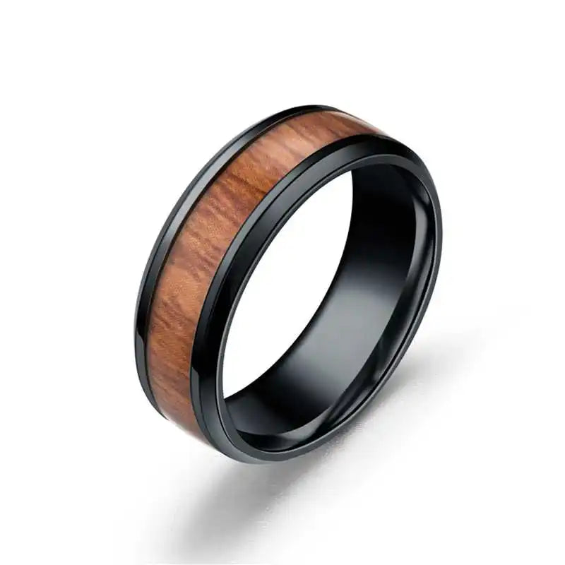 Koa Wood Steel Ring
