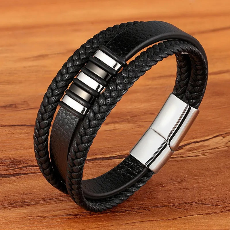 Braided Leather Magnetic Bracelet
