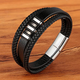 Braided Leather Magnetic Bracelet