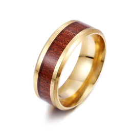 Koa Wood Steel Ring