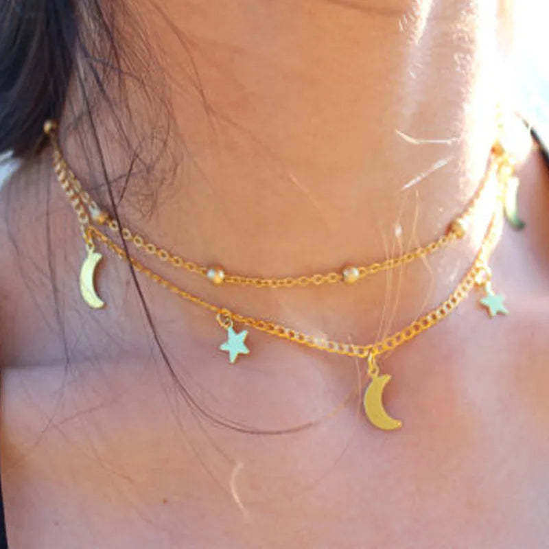 Double Layer Moon Necklace