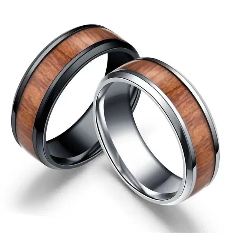 Koa Wood Steel Ring