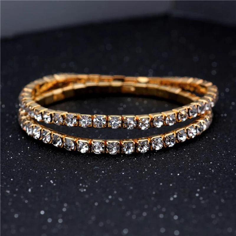Crystal Elastic Gold Bracelet