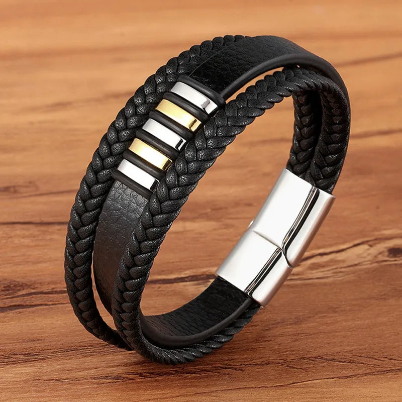 Braided Leather Magnetic Bracelet