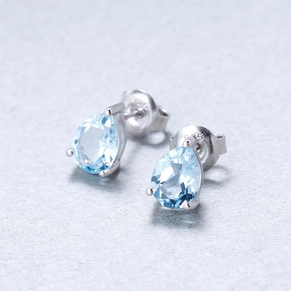 Swiss Blue Topaz Studs