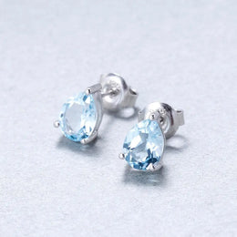 Swiss Blue Topaz Studs