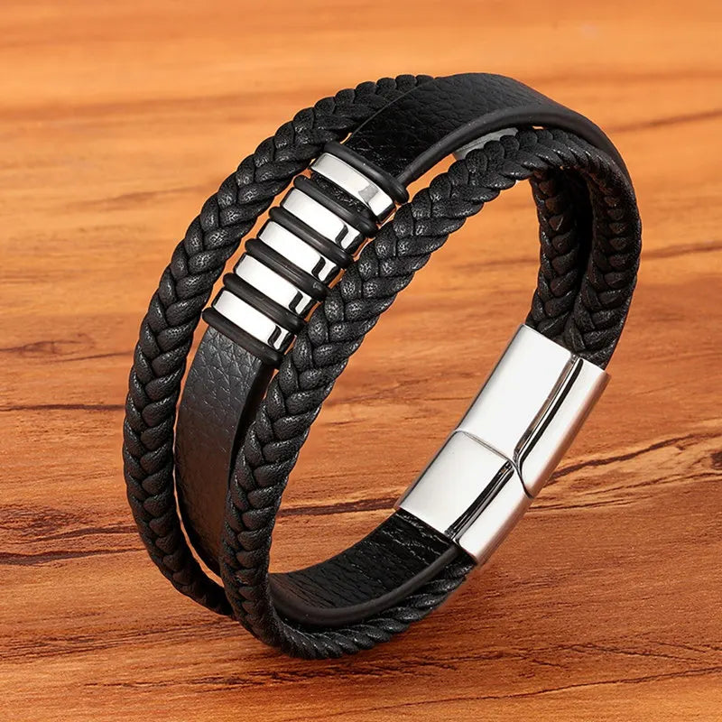 Braided Leather Magnetic Bracelet