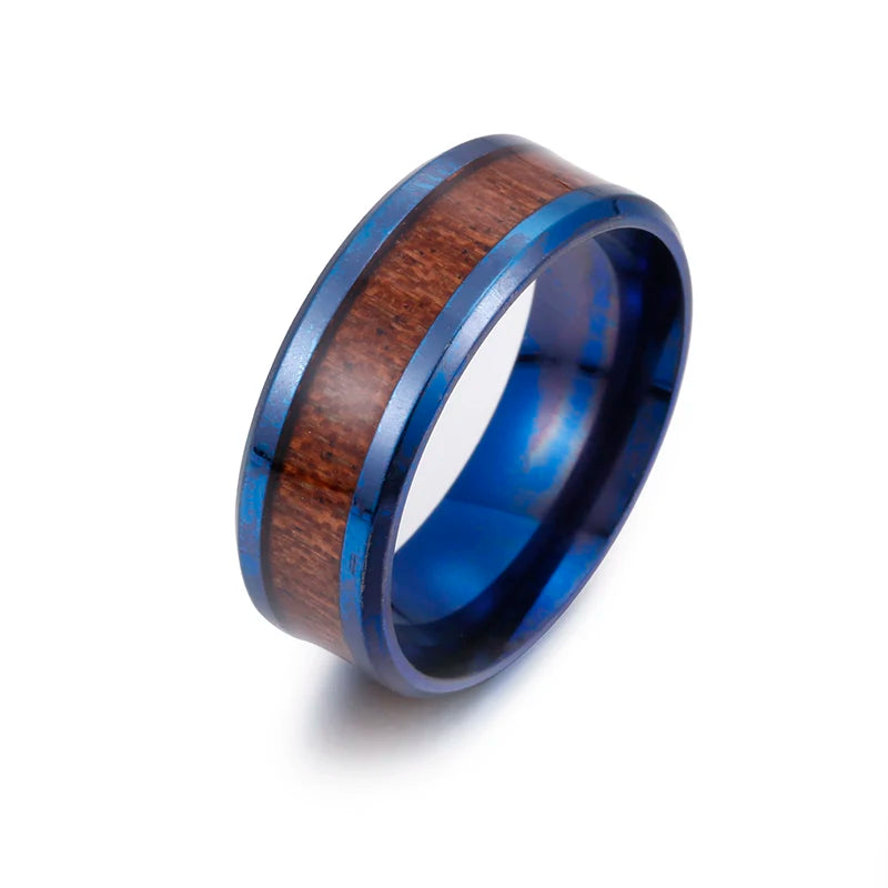 Koa Wood Steel Ring