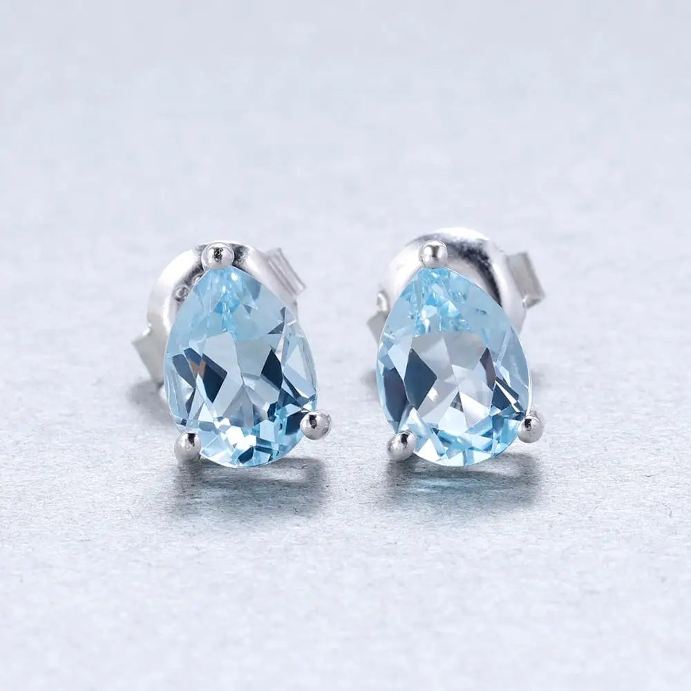 Swiss Blue Topaz Studs