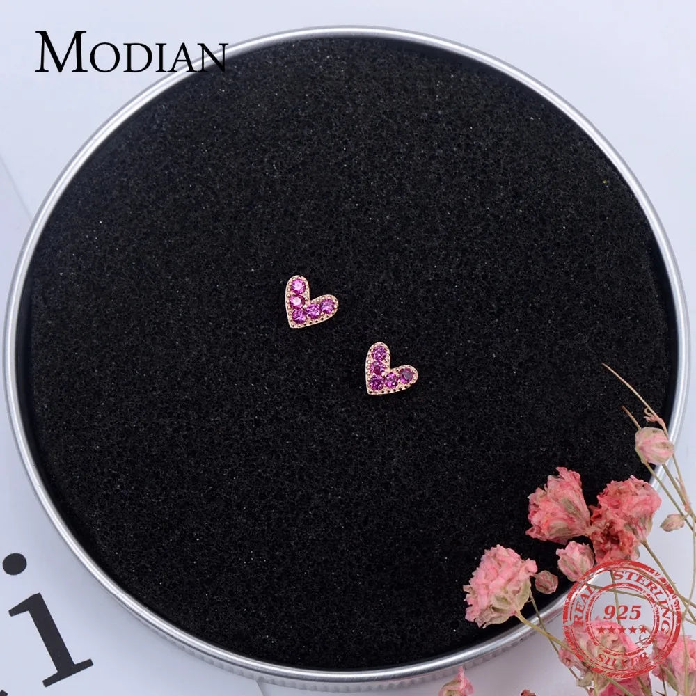 Pink Zircon Heart Studs