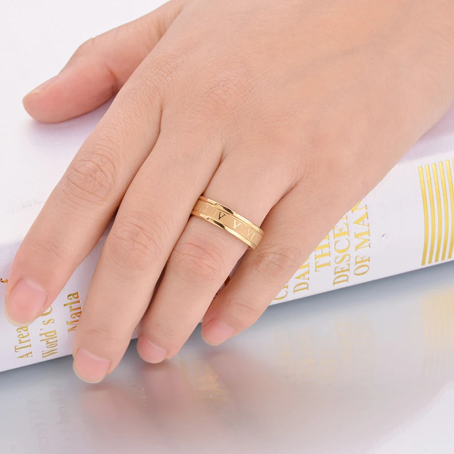 Roman Numeral Steel Ring