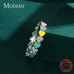 Rainbow Heart Silver Ring