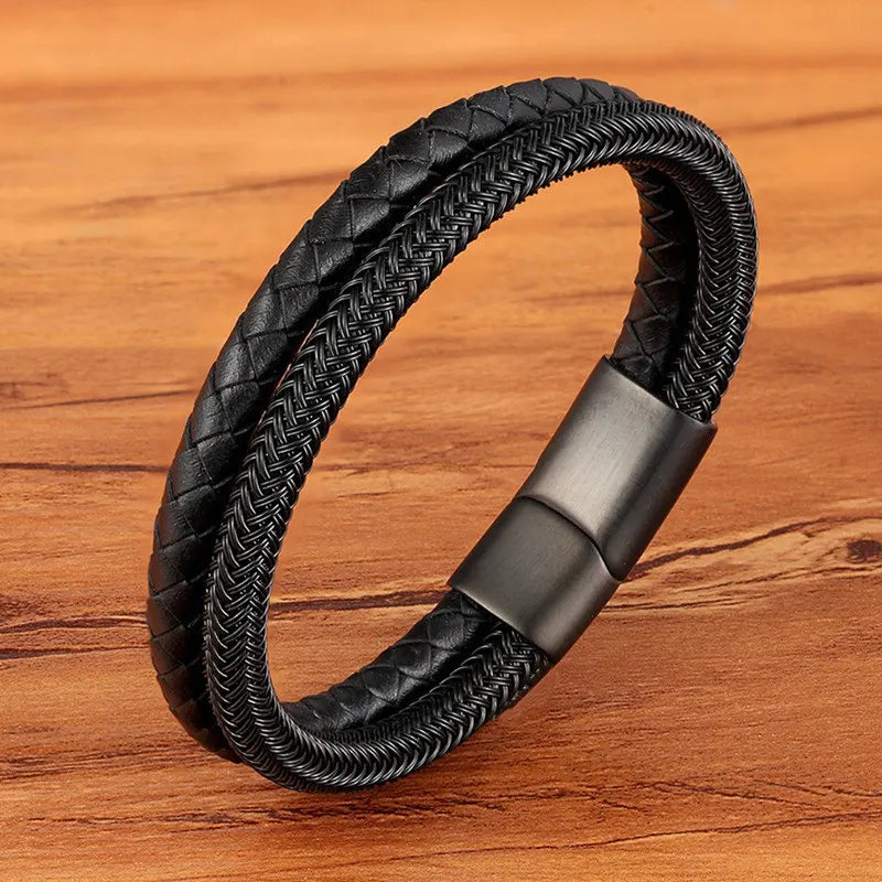 Braided Leather Magnetic Bracelet