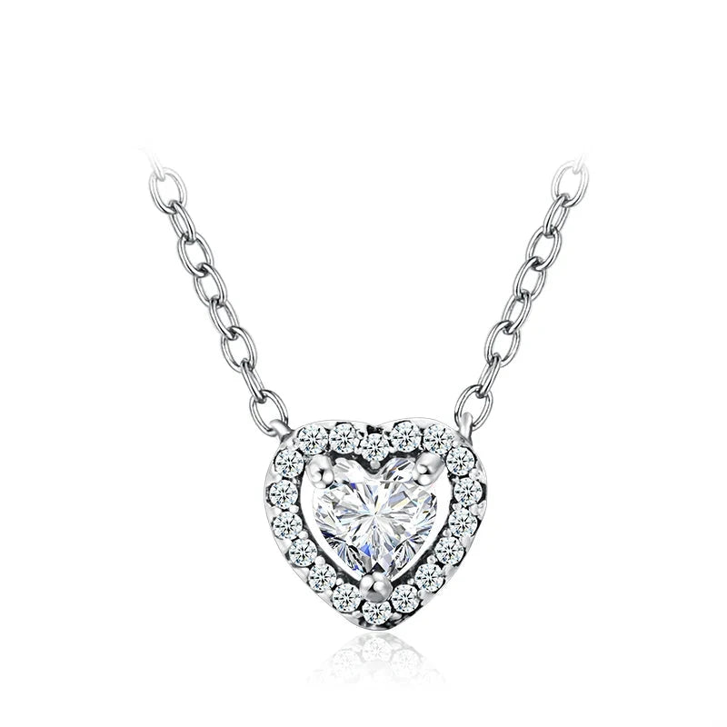 Clear Zircon Heart Necklace