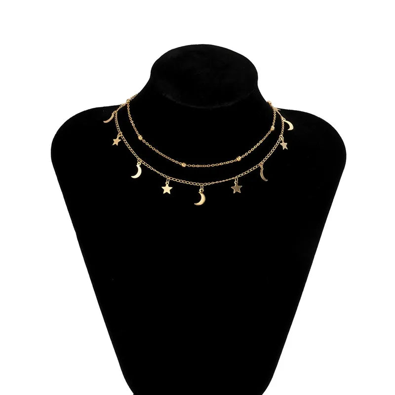 Double Layer Moon Necklace