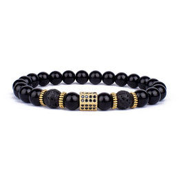 Obsidian Lion Charm Bracelet