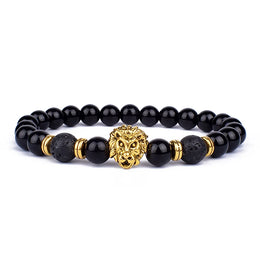 Obsidian Lion Charm Bracelet