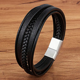 Braided Leather Magnetic Bracelet