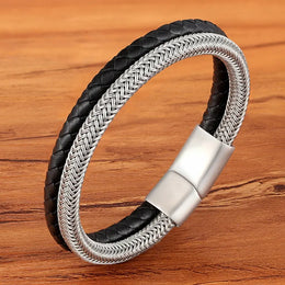 Braided Leather Magnetic Bracelet