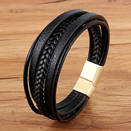 Braided Leather Magnetic Bracelet