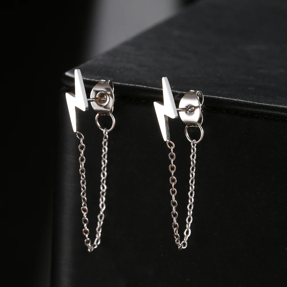 Stainless Lightning Chain Earrings