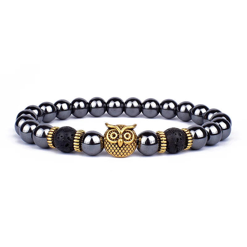 Obsidian Lion Charm Bracelet