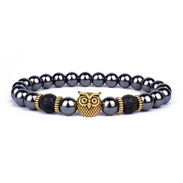 Obsidian Lion Charm Bracelet